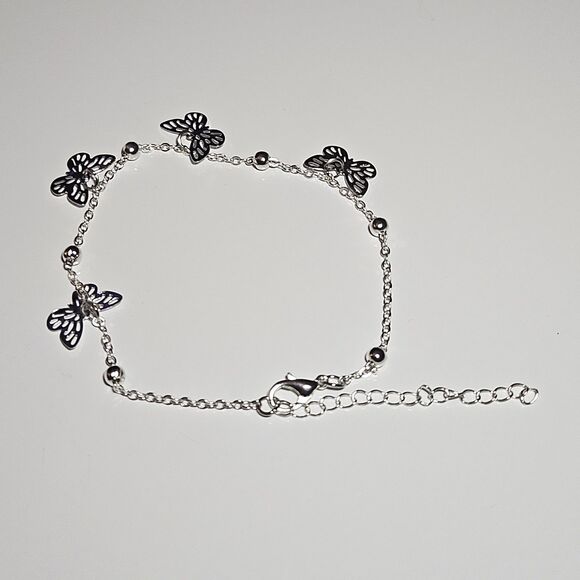 Womens Silver Tone Filigree Butterfly Ankle Bracelet Anklet 8.5 - 11" - Picture 13 of 15